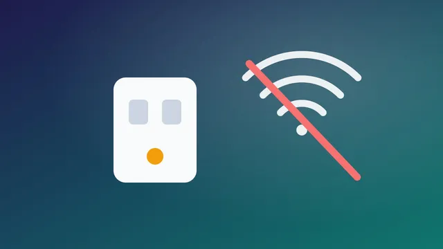 Illustration of a smart plug next to a crossed-out Wi-Fi symbol