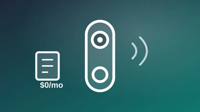 Illustration of a video doorbell next to a $0 per month bill